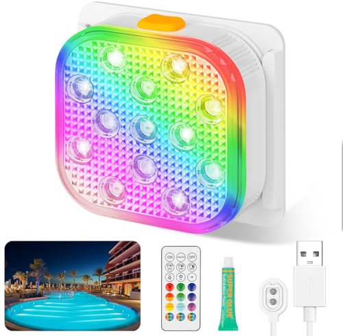 Vicloon Luces LED Sumergibles Recargables, Luces LED Piscina Desmontable con Mando, Impermeable IP68, RGB Cambiante Bajo el agua Luz para Fiesta Florero de Navidad Tina de
