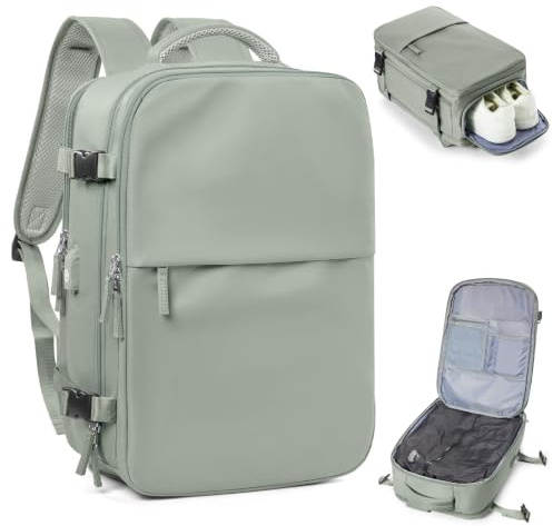 suradar Vakuum Rucksack Handgepäck mit Vakuumsystem Vacpack Grasgrün | Vacuum Backpack Travel Airbag Rucksack für Easyjet Handgepäck 45x36x20 für Flugzeug Reiserucksack Vakuum Herren und Damen