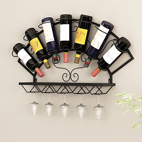 Casier à vin Mural, casier à vin en Fer, Porte-Verres à vin, étagère Moderne en métal à Suspendre pour Bouteilles de vin, présentoir avec Support de Rangement, Support de Table pour Armoire, Garde-ma