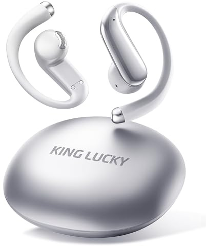 King Lucky Open Ear Earbuds&Earphones-Wireless Bluetooth 5.4 Headphones, 45H Playtime&Fast Charging, Comfortable Ear Hook with Mic,IPX5 Waterproof,Multipoint,Ideal for Workouts,Running&Sport