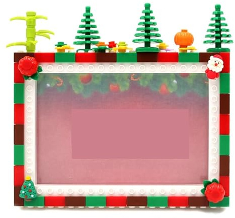 EXKURPOO Bilderrahmen Fotorahmen Weihnachten Diy Bausteine Bild Display Halter Tabletop Decor for Kind(6 inch)