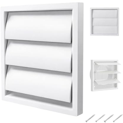 Extractor Fan Vent Cover, Tumble Dryer Vent Cover with Flyscreen, Air Vent Covers for Walls Gravity Grille 140 mm White for Exhaust Vent Duct Cover Bathroom Kitchen