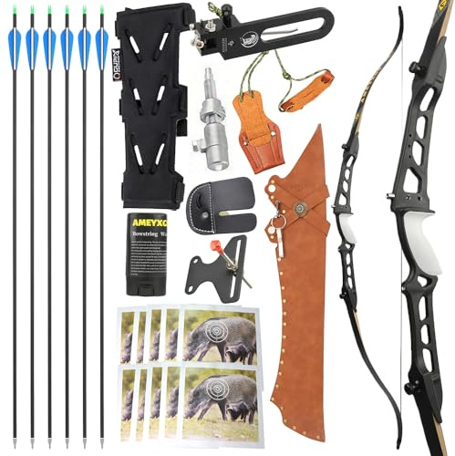 68 Recurvebogen 36 lbs - Rechtshänder Take-Down Bogen mit Aluminium Griff und Laminat Armen für Jagd und Bogenschießtraining