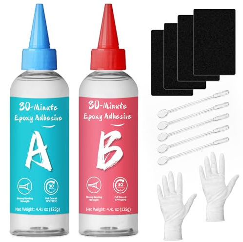 LAMXIN 250 ml de colle époxy 30 minutes, résine époxy transparente 2K avec accessoires
