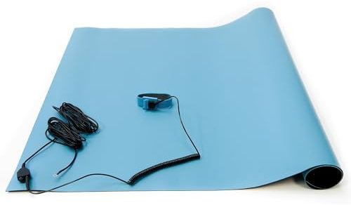 Bertech ESD High Temperatur Gummimatte Kit mit einer Handschlaufe und Erdung Kordel, 0,2 cm Dick, blau, 18 Wide x 30 Long x 0.08 Thick, blau, 1