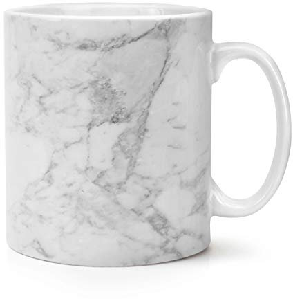 White Grey Classic Marble Effect 10oz Mug Cup