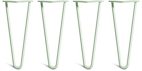 The Hairpin Leg Co. 4X Haarnadel-Tischbeine: Doppel-Schweiß Stahl, Schrauben, Anleitung, Schutzfüße. Klassischer 10mm 2 Stangen Stil. 30cm Pastellgrün