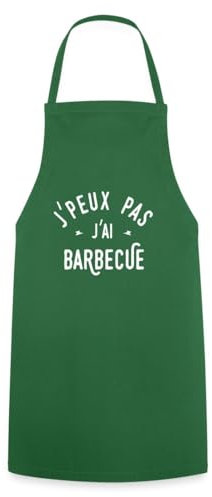 Spreadshirt J'Peux Pas J'Ai Barbecue Citation Humour BBQ Tablier Cuisine, taille unique, vert foncé