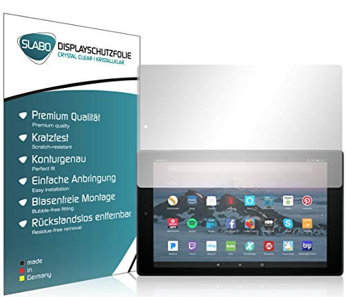 Slabo 2 x Protector de Pantalla para Amazon Fire HD 10-Tablet (2017) | HD 10-Tablet (2019) lámina de Protectora Ultra Transparente