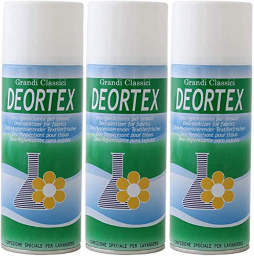 RAMPI Tris Deortex - Desinfectante en spray para tejidos - Ambientador para ambientes - Ideal para guardar tejidos, ambientadores, armarios y cajones, come olores, 3 x 400 ml