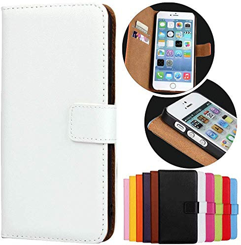 Roar Handyhülle für iPhone 4 4S Hülle Klappbar Magnetisch mit Kartenfach Klapphülle Tasche Flip Case Wallet Etui Schutzhülle, Weiss