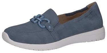 CAPRICE Damen Slipper aus Leder Bequem, Blau (Blue Suede), 42 EU
