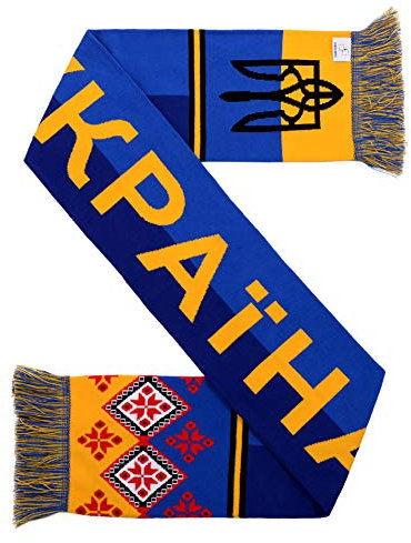 Ukraine Ukraina-Fußball-High-Definition-HD-Strickschal, Weiß, Blau, Gelb, fits all