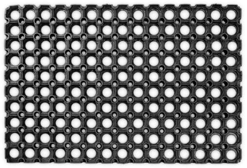 Tapis en caoutchouc - Nid d'abeille avec motif perforé - Dimensions : 40 x 60 cm - Hauteur : 23 mm - Paillasson pour l'intérieur et l'extérieur