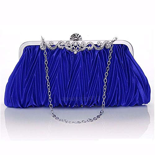 Umhängetasche Damen Clutch Frauen Dame Satin Kristall Brauthandtasche Clutch Party Hochzeit Geldbörse Abendtasche Plissee Tageskupplungen Feste Damenhandtaschen B.
