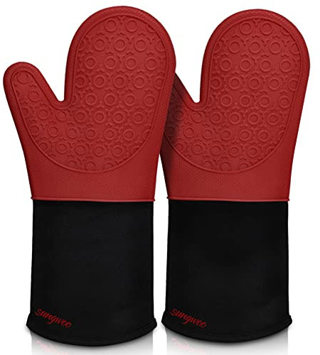 Gants de Four, Gants de Cuisine Silicone Résistant à Chaleur et Antidérapant, Maniques pour Barbecue, Cuisine,1 Paire Gant Anti Chaleur