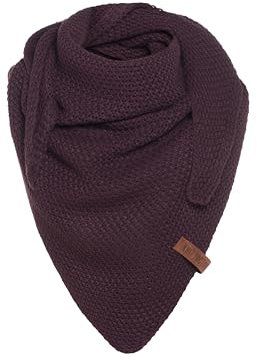 Knit Factory - Coco Dreiecksschal Junior - Mädchen Strickschal mit Wolle - Halstuch für Kinder - Lila Kinderschal - Umschlagtücher aus Hochwertige Qualität - Kinder XXL Schal - 140 x 60 cm - Aubergine