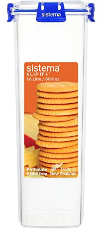 Sistema KLIP IT Plus Recipiente para Guardar Galletas | 1,8 l | Bote para Galletas | Fiambrera con Tapa para Alimentos y Apta para el frigorífico y el congelador | Sin BPA