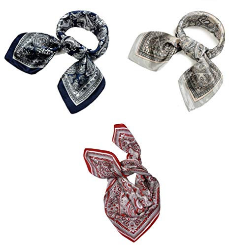 UK_Stone Herren Paisley Muster Bandana Halstuch 100% Seide Krawatte Anzug Taschenhandtuch Multifunktionstuch 50 * 50cm (Z_Pattern #1 3er)