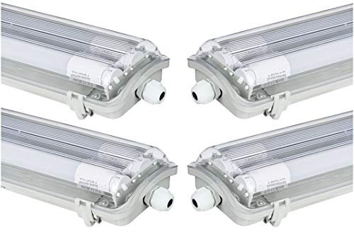 G13 LED Feuchtraumleuchte 2x T8 LED, 36W 3600LM 120cm, IP65 LED Feuchtraumwanneneuchte, LED Wannenleuchte Leuchtstofflampe, Kaltw/Neutral/Warmweiss CRI80 (4x KW)