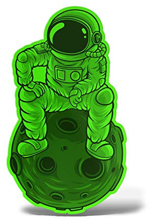 ERREINGE Aufkleber, Neongrün, 15 cm – Astronauta Space NASA Luna – Aufkleber aus Vinyl für Wand, Laptop, Auto, Motorrad, Wohnmobil