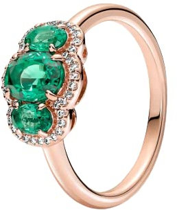 PANDORA Drei Steine Vintage-Ring in 14 Karat rosévergoldeter Metalllegierung mit Zirkonia, Gr. 58, 180057C01-58