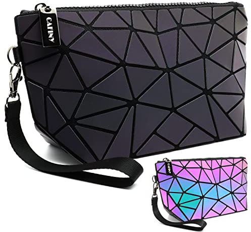 Holographische Kosmetiktasche für Handtasche Kleine Clutch Purses Beutel Geometrische Luminous Purse Holographic Bags Small Wrist Purses Münzbeutel and schminktasche Damen klein Pouch