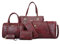 GONGKANGYUAN Damen Handtasche Set 6teilig, Schultertaschen Set Shopper UmhäNgetasche Geldbeutel Tote Taschen Henkeltaschen Clutches GeldböRsen SchlüSselhalter Shoulder Bag (Wein)
