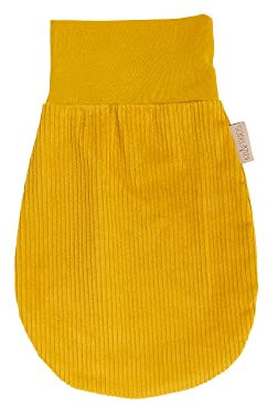 KraftKids Strampelsack Cord Breitcord Gelb Mustard für den Herbst/Winter aus Musselin Baumwolle und warmen Fleece in zwei Größen erhältlich