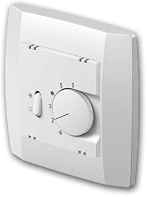 LOGIQ Thermostat-Schalter für Heizung/Kühlung, weiß, mit Rahmen, Kabelanschluss per Federklemmen