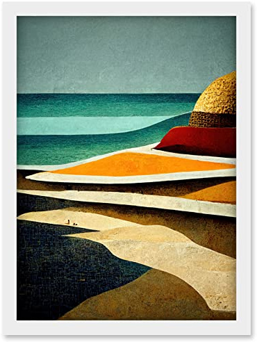 Doppelganger33 LTD Abstract Modern Beach Ocean Coastal Africa Artwork Framed Wall Art Print A4