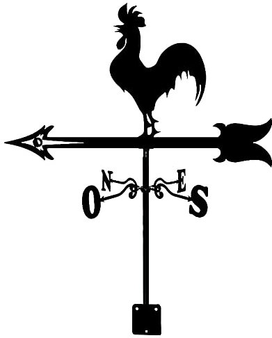Girouette de poules en acier inoxydable durable rétro avec indicateur de direction du vent - Scène de ferme - Piquet de jardin - Outils de mesure (C)