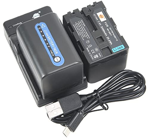 DSTE (2-Pack) Li-Ionen Batterie und Micro USB Ladegerät Anzug kompatibel mit Sony NP-FM70 NP-QM71 NP-QM71D DCR-PC115 DCR-PC120 DCR-PC330 DCR-TRV25 DCR-TRV27 DCR-TRV30 DCR-TRV33