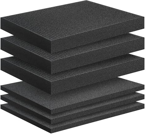 6 PCS Pick Apart Foam Insert- 3 PCS 16*12*0.4in Pads 3 PCS 16*12*2in Pluck Foam Pre Cubed Insert Pre Separated Cube Sheet with Bottom Use for Interlocking Cases Tool Box Board Storage Drawer Pad