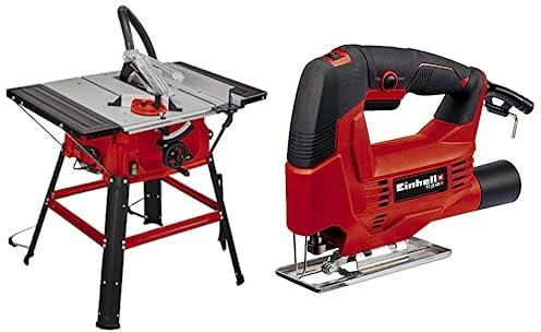 Einhell Mesa de corte TC-TS 2025/2 U (máx. 2.000 W, ajuste de la altura/inclinación de la hoja de sierra de precisión, tope-guía paralelo, tope-guía angular +/- 60°)+ Einhell Sierra de calar