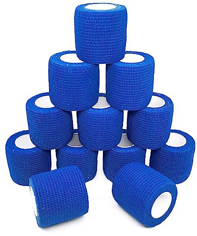 12 Rollen Selbsthaftende Bandage Haftbandage Verband Sport Elastische Binde Bandage Cohesive Fixierverband Pflasterverband Für Finger Handgelenk Und Sprunggelenk 5cm X 4.5m Blau