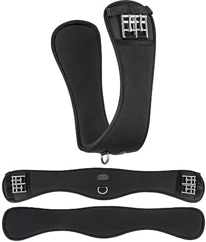 Equinate Kurzgurt Fremont mit 20mm Memory Foam 30cm - anatomischer Bauchgurt, Dressurgurt, Sattelgurt Schwarz