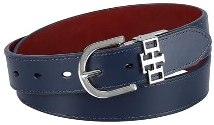 Tommy Hilfiger Damen Two-in-one Reversible Slim Width Casual Leather Belt for Jeans, Trousers and Dresses Gürtel, Marineblau/rot, XL