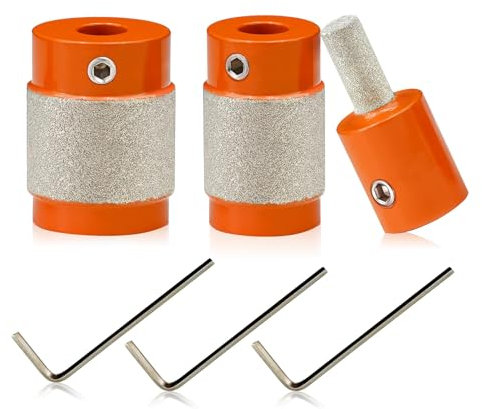 BGTEC Diamond Grinder Bit Head Tools - 3pcs Brass Core Stained Glass Grinder Bits, 25mm/19mm/6mm