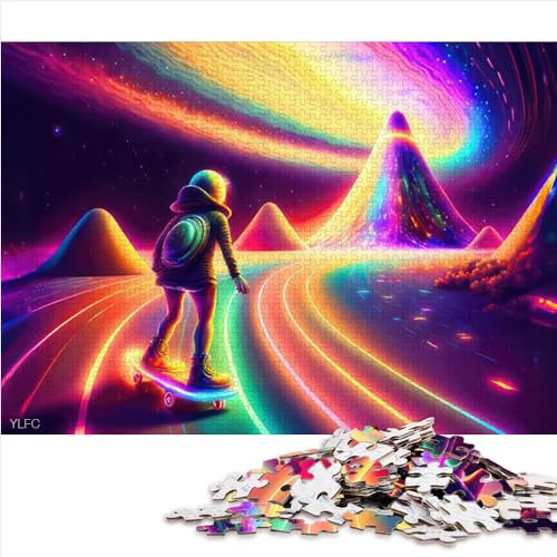 Kinderpuzzle „Skaten durch den Kosmos“ Lernspiel für Erwachsene, 1000-teiliges Papppuzzle für Kinder ab 12 Jahren, Größe „Zeit totschlagen“ (26 x 38 cm)