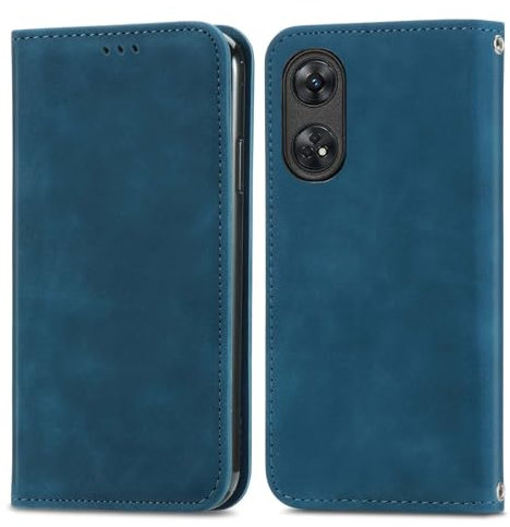 WBWONE Cover a Libro per OPPO Reno 8T 4G (Reno8 T), Antiurto Custodia a Portafoglio in Pelle Premium con Funzione di Supporto e Slot per Carte - Blu