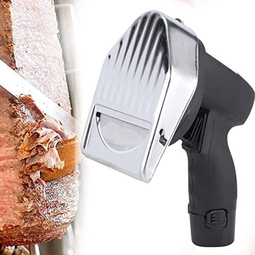 Coltello Kebab Professionale, Affettatrice Elettrica Doner Kebab, Tagliacarne Commerciale in Acciaio Inossidabile 304 Manuale, Spessore Regolabile da 0 a 8 mm per Barbecue da Ristorante, con Filo (S