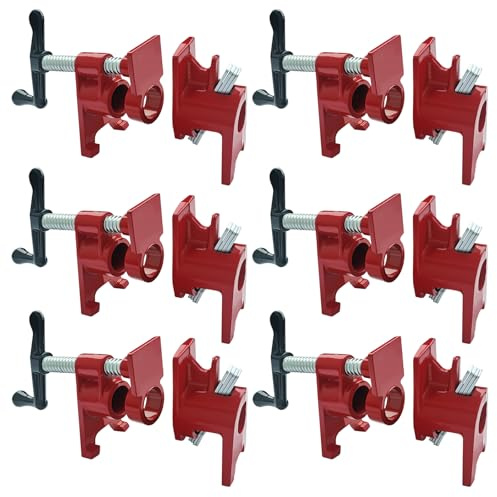 DUPDMKIN 3/4 Inch Pipe Clamps, 6 Pack Woodworking Clamp Set for Gluing DIY