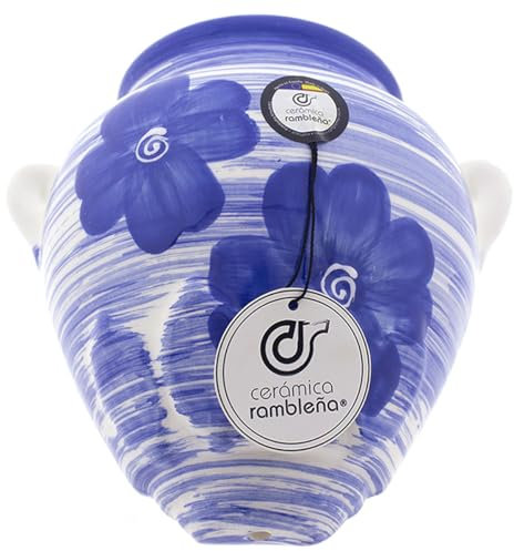 Pot de fleurs suspendu en céramique Motif orza Modèle D133 100 % décoré à la main 19 x 19 x 13 cm