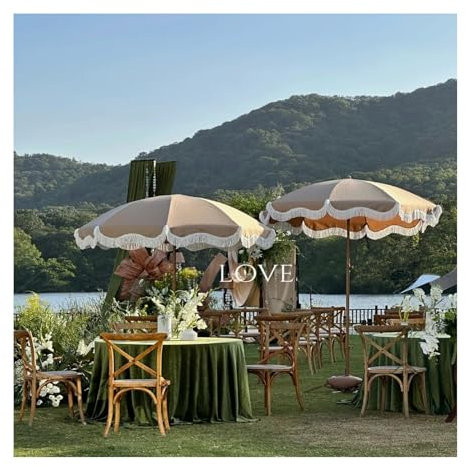 Parasol de plage,parasol a franges inclinable,Terrasse Avec Inclinable Parasol À Frange , parasol d'extérieur rond parasol à frange ,protection UV 50 + avec 8 baleines ( Color : A , Size : 200*240cm/6