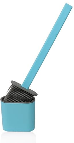 DIVCHI Toilet Brushes & Holders Bathroom Accessory | Cleaning Products | Silicone | Deep Cleaner | Holder Set (Blue)