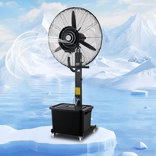 LKPMGOA Haushaltsgeräte Ventilator mit Wasser, Profi-Außen-Standventilator mit Sprühnebelfunktion, 3-stufige, mit 40-l-Tank(65cm)