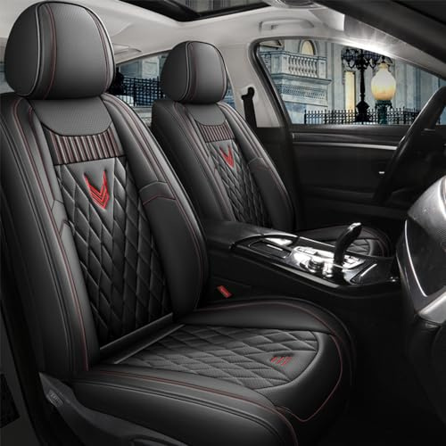 maiqiken Leder Autositzbezüge für Renault Clio 2012-2024 5-Sitzer Sitzbezüge Auto Schonbezüge Wasserdicht Allwetterschutz Schwarz