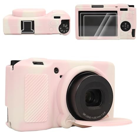 VOVMOEYA for Ricoh GRIII/GRIIIx/GR3/GR3X Silicone Case,【Case*1 Screen Protector*2 Hot Shoe Cover*1】 GR IIIx Protective Cover Camera Case for Ricoh GR III Detachable Lens Cover Lightweight-MWPK