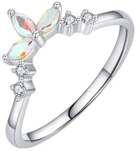 KnSam Echt Gold Schmuck Verlobungsring Weiß Gold 14K Au585, Marquiseschliff Bunt Granat Pärchen Ringe Gold 585, Blumen Solitärring Trauringe, Gr.51 (16.2)